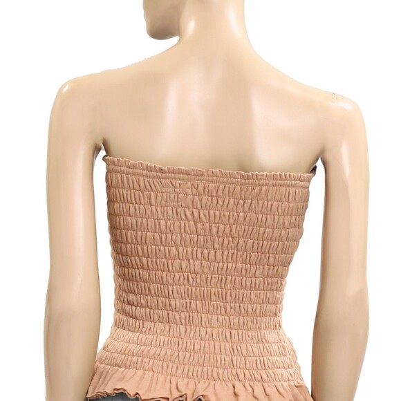 Free People Free Est Lora Tube Blouse Top Strapless Ruffle Smocked XS New 280325 - Picture 11 of 12